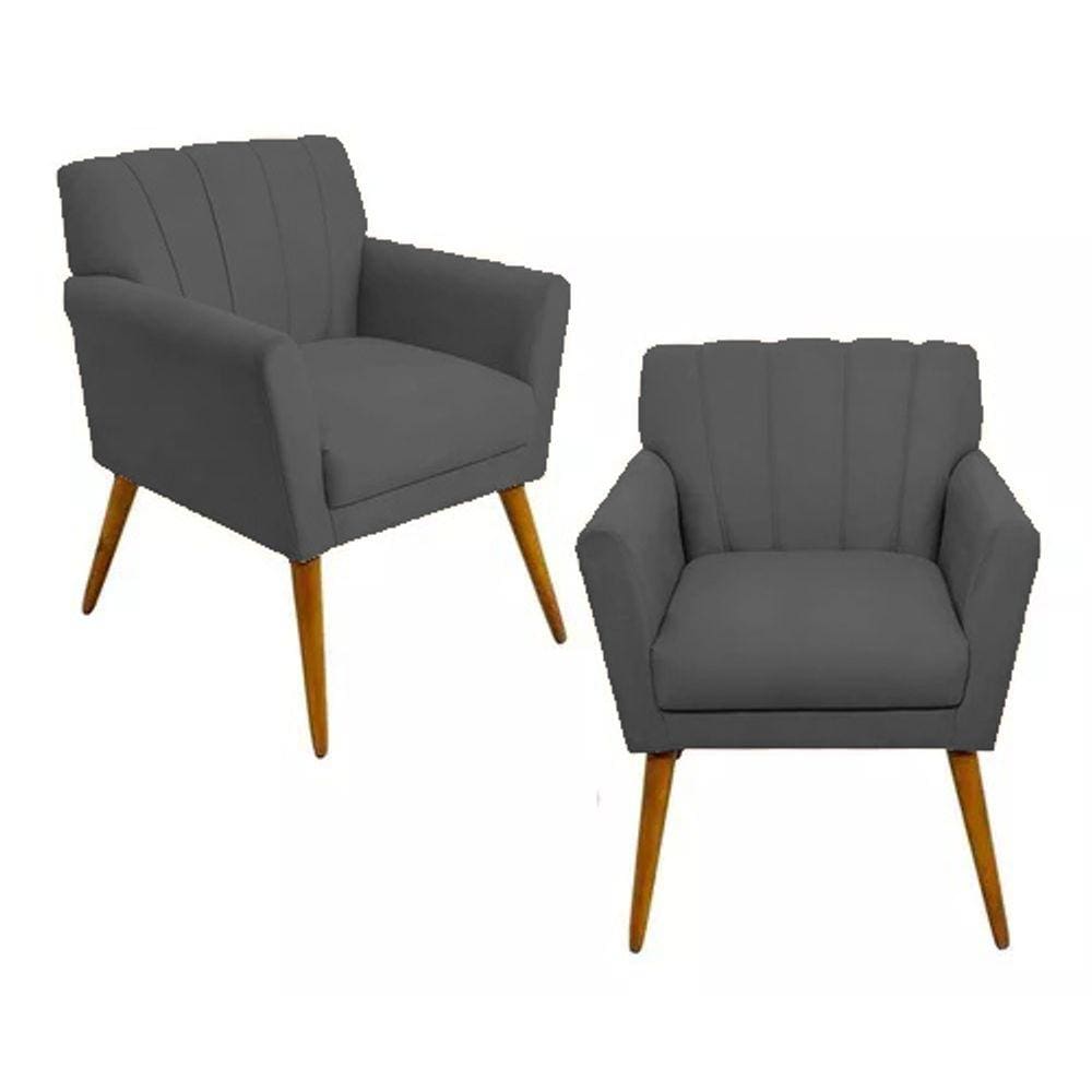 Kit 2 Poltronas Decorativa Cecília - Cinza