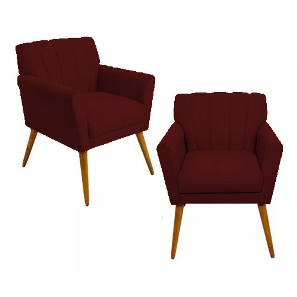 Kit 2 Poltronas Decorativa Cecília - Bordô