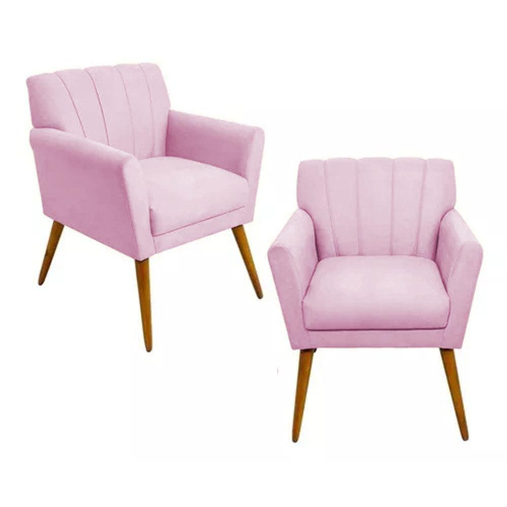 Kit 2 Poltronas Decorativa Cecília - Rosa