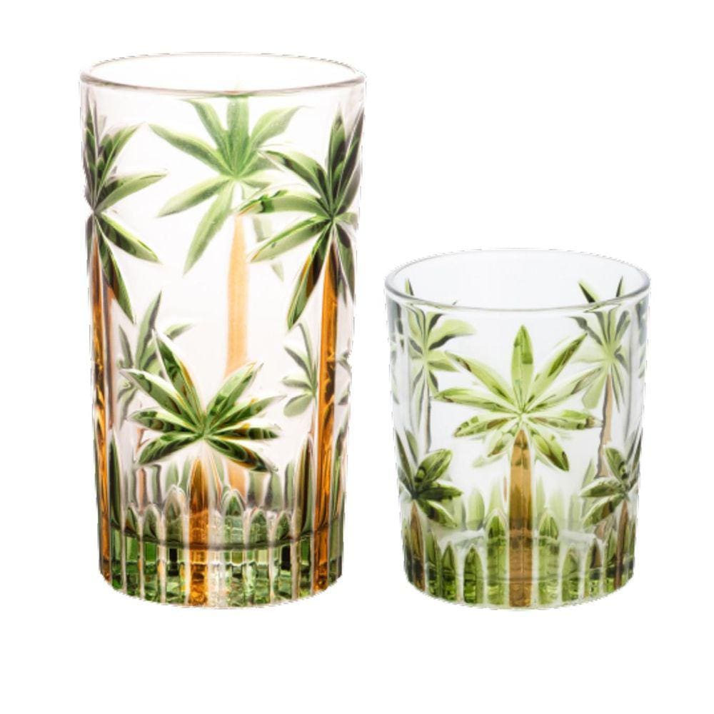 Jogo Copos LongDrink Wisky 12un Cristal Palm Tree Wolff
