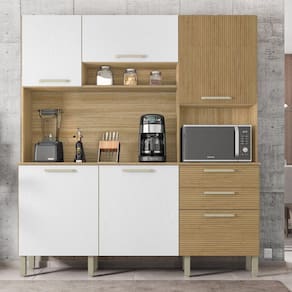 Armário de Cozinha 6 Portas 2 Gavetas Ferrara Kits Paraná Freijó/Supremo