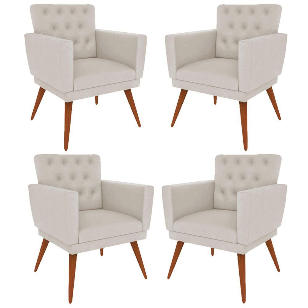 Kit 4 Poltronas Nina com Capitone - Bege