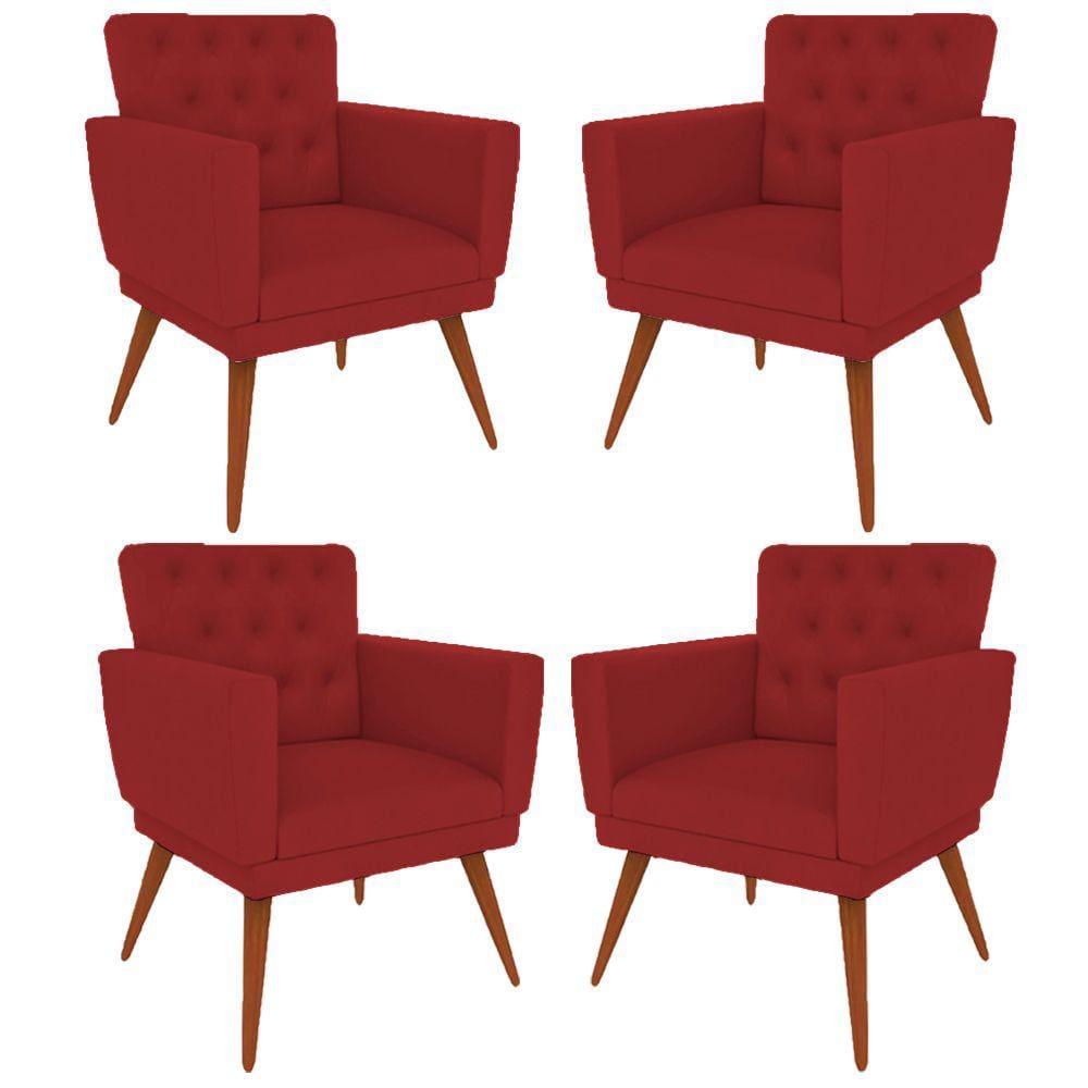 Kit 4 Poltronas Nina com Capitone - Vermelho