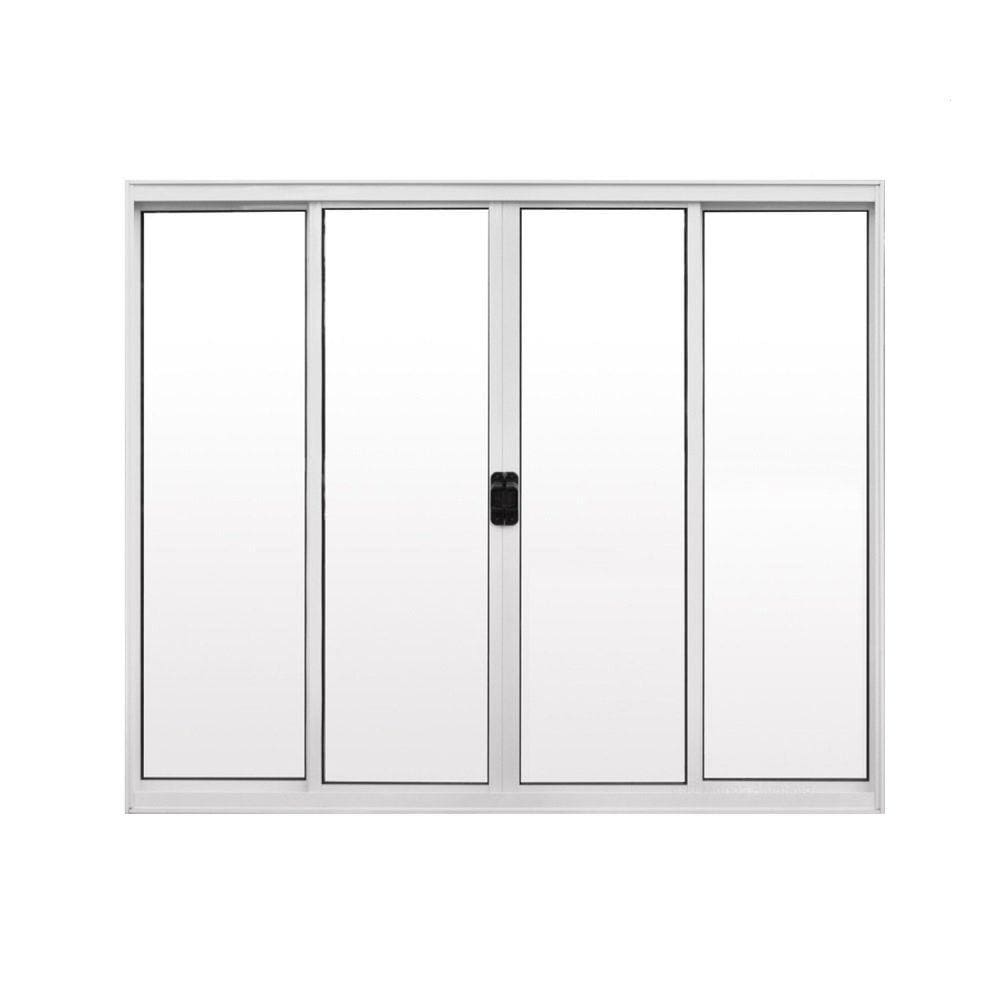 Janela de Alumínio de Correr 100x100cm 4 Folhas Hale Esquadrias Branco