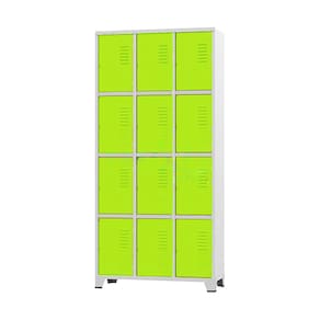 Armário Roupeiro De Aço Para Vestiário 12 Portas Locker Verde