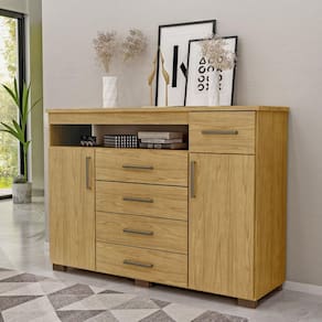 Cômoda 5 Gavetas 2 Portas 1 Nicho Oslo MX Móveis Marrocos