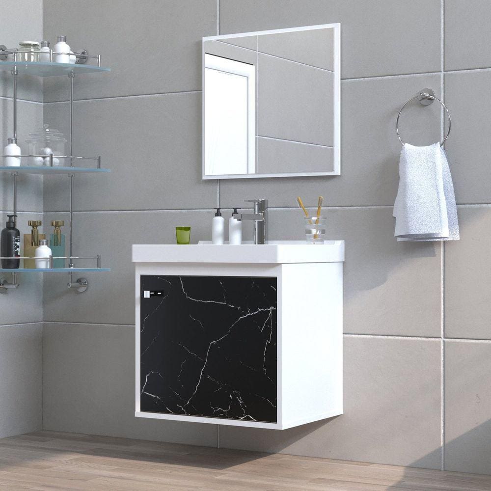 Gabinete para Banheiro MDF 40cm com Cuba Veneto Riverzza Preto