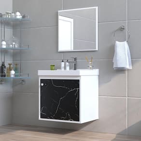 Gabinete para Banheiro MDF 40cm com Cuba Veneto Riverzza Preto