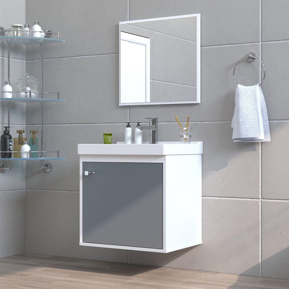 Gabinete para Banheiro MDF 40cm com Cuba Veneto Riverzza Gianduia