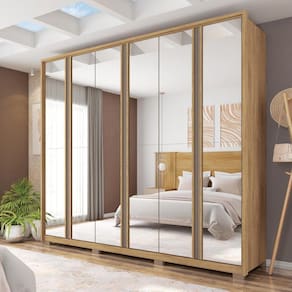 Guarda Roupa Casal 6 Portas 4 Gavetas Suburban Espresso Móveis Buriti/Cinza
