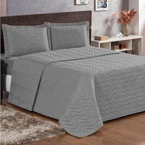 Cobre Leito Queen Pratic Lisa 3 Peças - Cinza