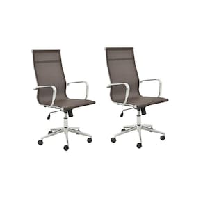 Kit 2 Cadeiras de Escritório Presidente Giratória Office Sevilha Alta Tela Rivatti Café