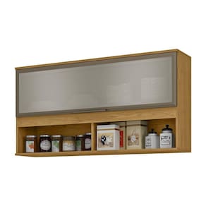 Armário Aéreo 1 Porta Basculante e Nicho 120cm Verace Espresso Móveis Marrocos/Off-White