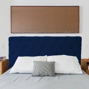 Cabeceira Solteiro Juliana 90Cm Cama Box Suede Azul Marinho