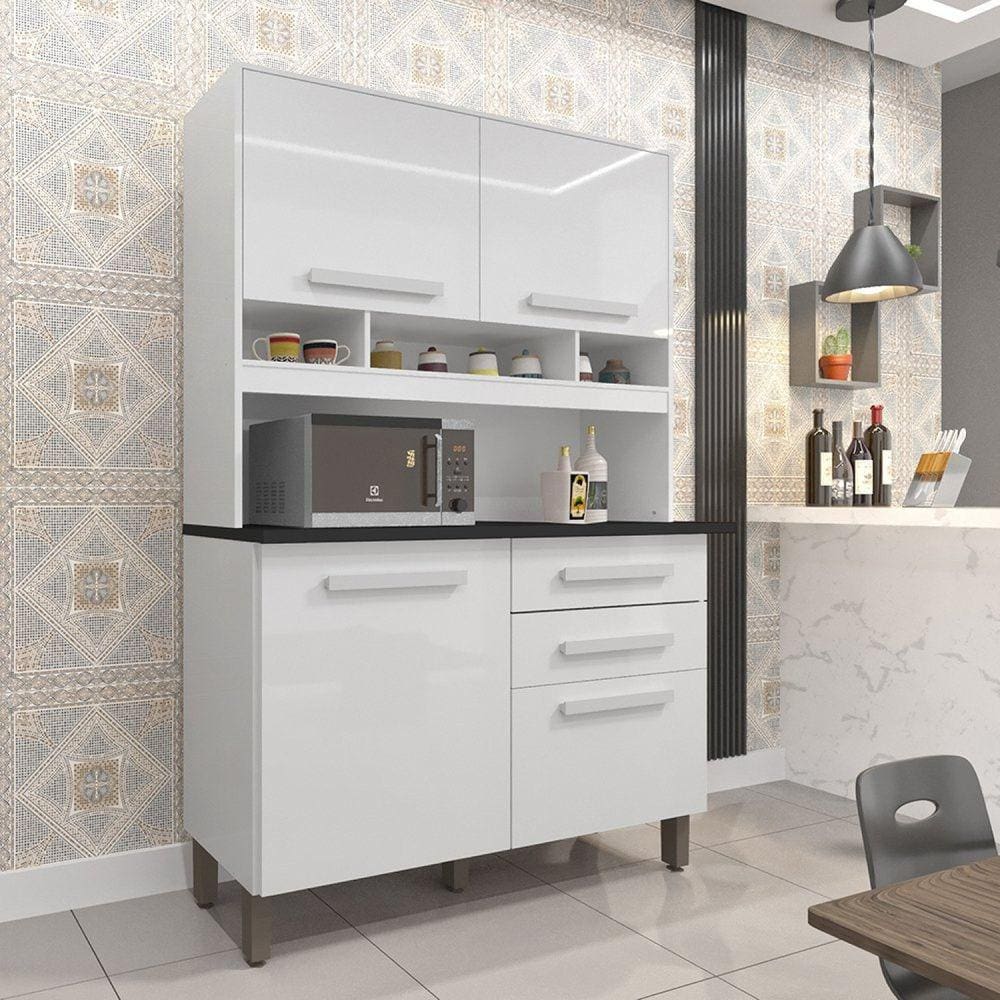 Armário para Cozinha 4 Portas 2 Gavetas Sofia Plus IMOP Móveis Branco