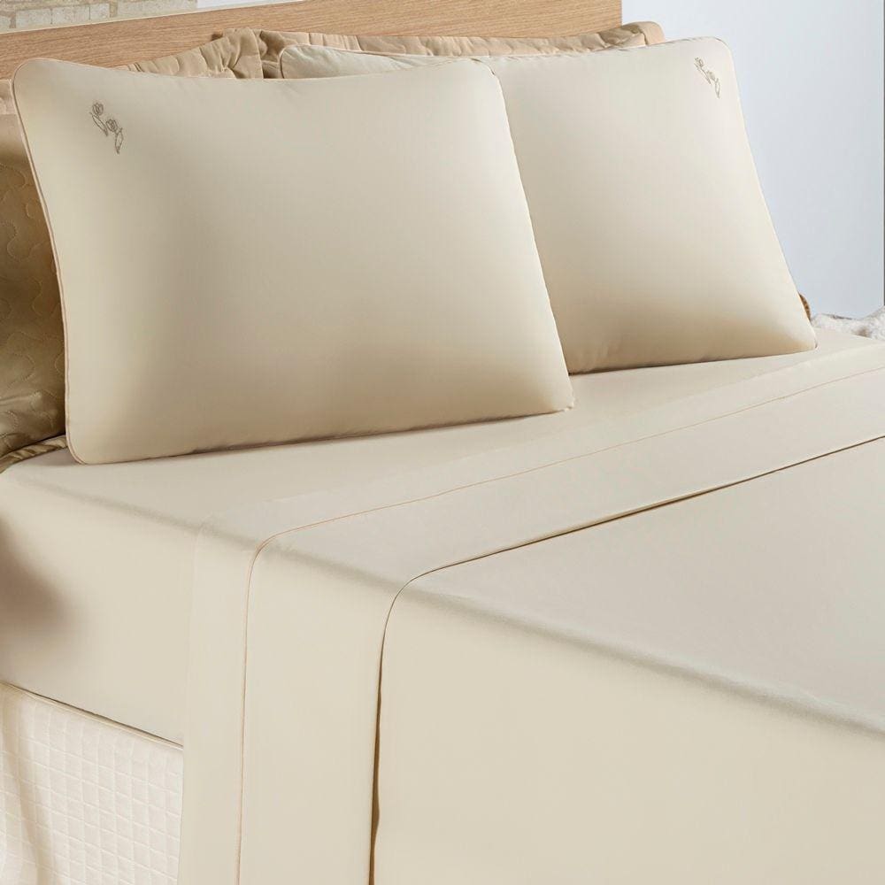 Jogo de Lençol Queen Liana 100% Algodão 4 Peças - Caqui