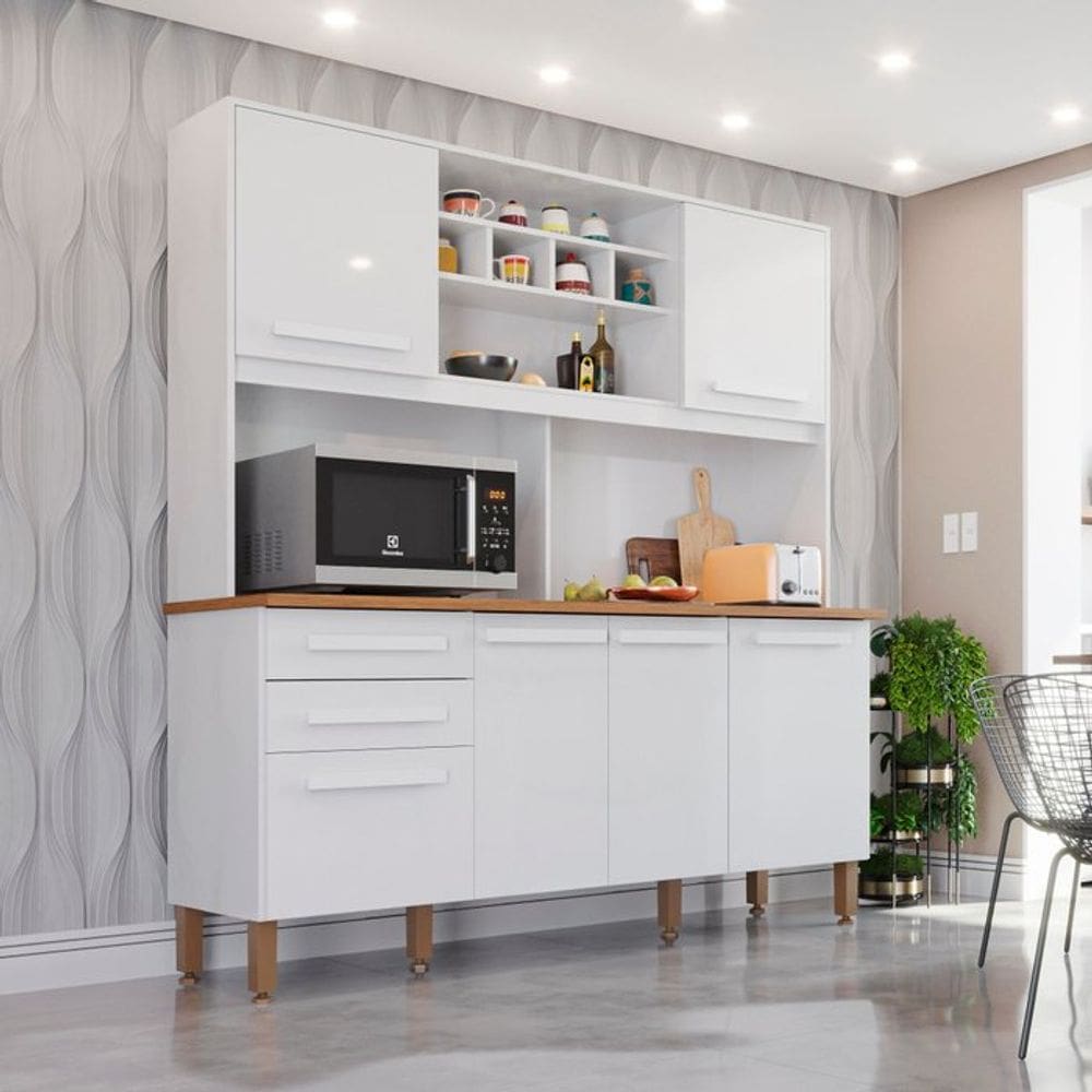Armário para Cozinha 6 Portas 2 Gavetas Luna Plus IMOP Móveis Branco
