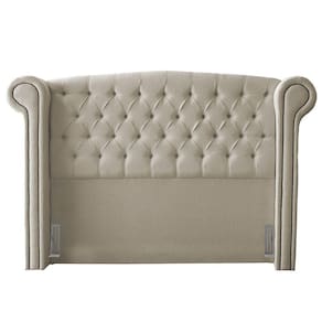 Cabeceira Cama Box Casal Adelle 140Cm Com Frame Linho Bege