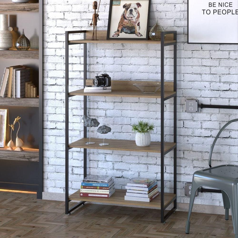 Estante Multiuso 146cmx80cm com 4 Prateleiras Kuadra Compace Lamina Mel