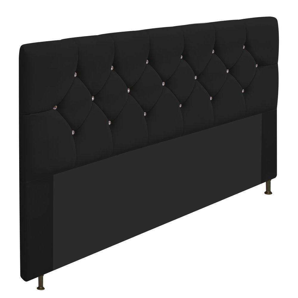 Cabeceira King França A05 C/ Strass 195 Cm Corano Preto