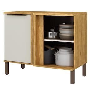 Balcão de Canto Reto Modulado 1 Porta Verace Espresso Móveis Marrocos/Off White