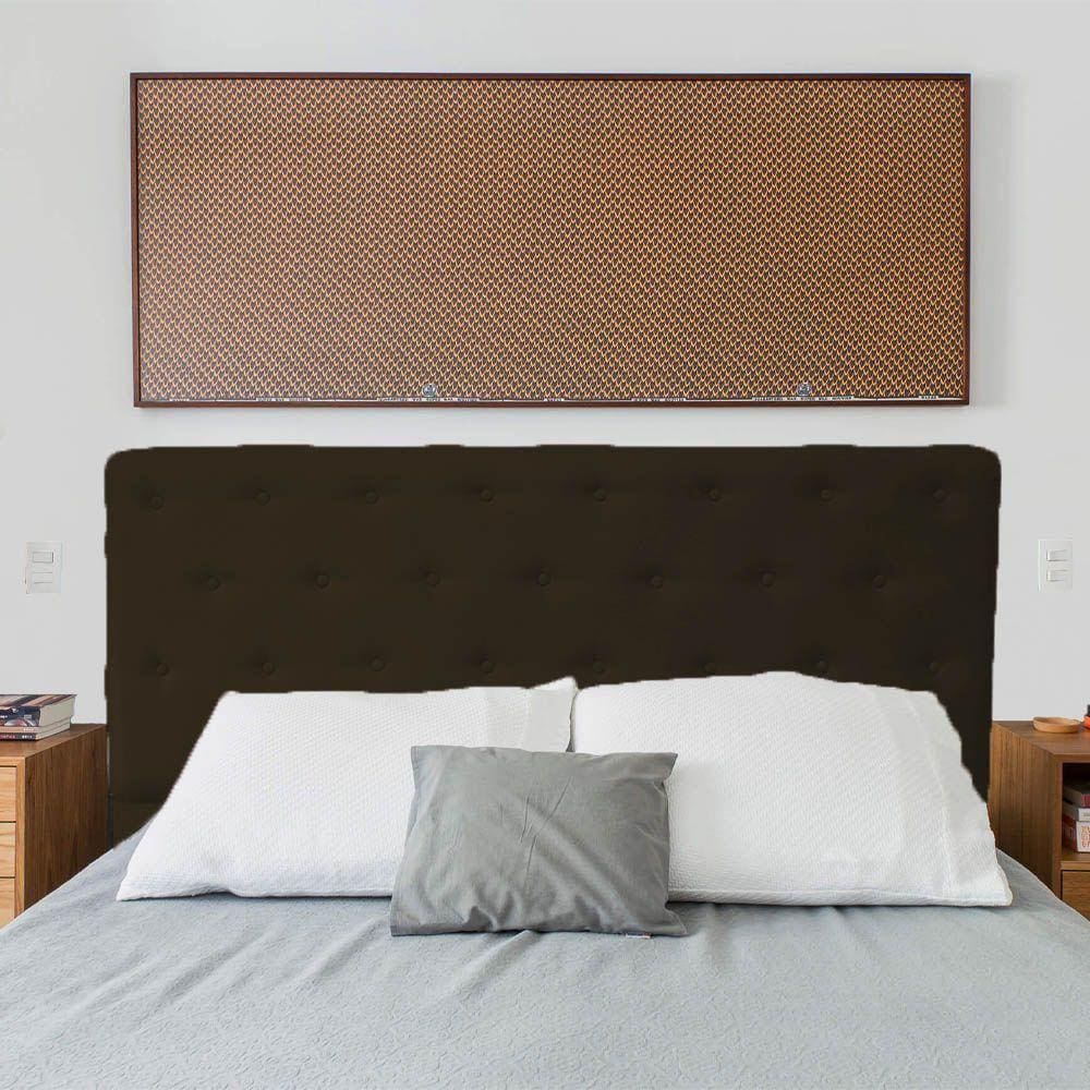 Cabeceira Solteiro Juliana 90Cm Para Cama Box Suede Marrom