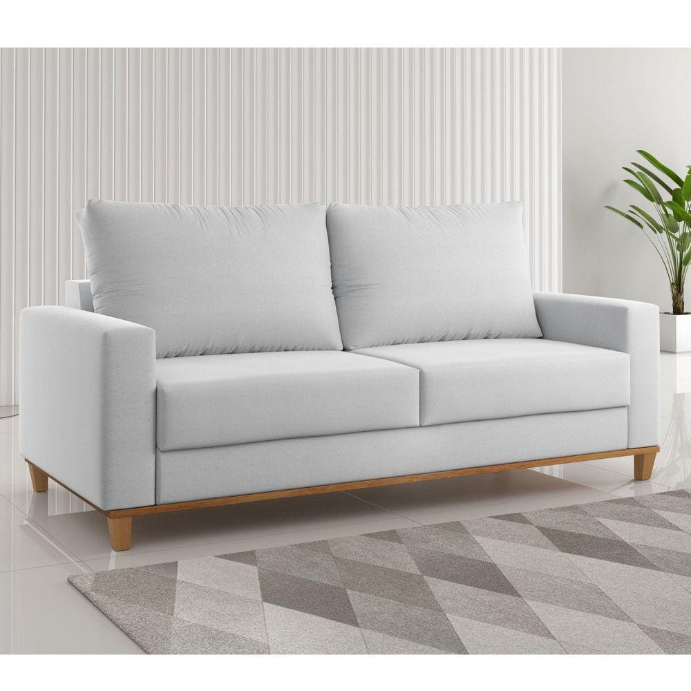 Sofá Living 3 Lugares 181cm Lívia Viero Gelo