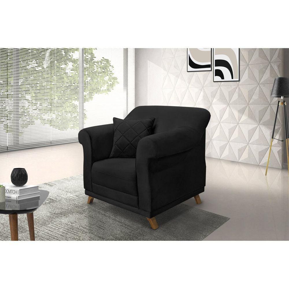 Poltrona Suede Arras Spezzia Decor Preto