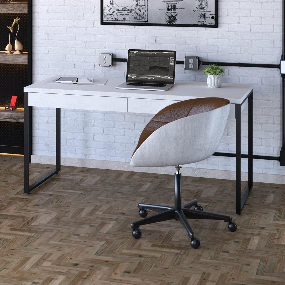 Mesa para Escritório 150cm 2 Gavetas Kuadra Compace Branco Chess