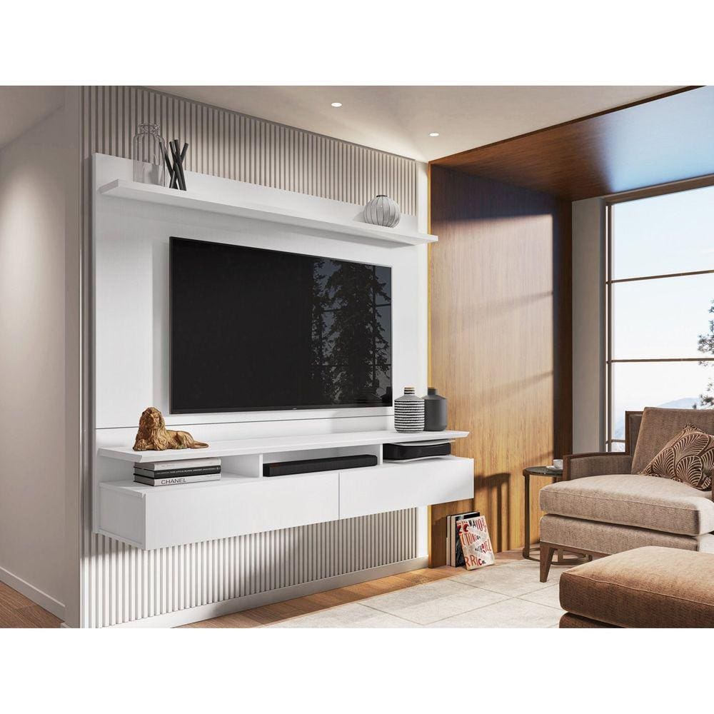 Painel Home Suspenso para TV até 55 Polegadas Noruega Espresso Móveis Branco