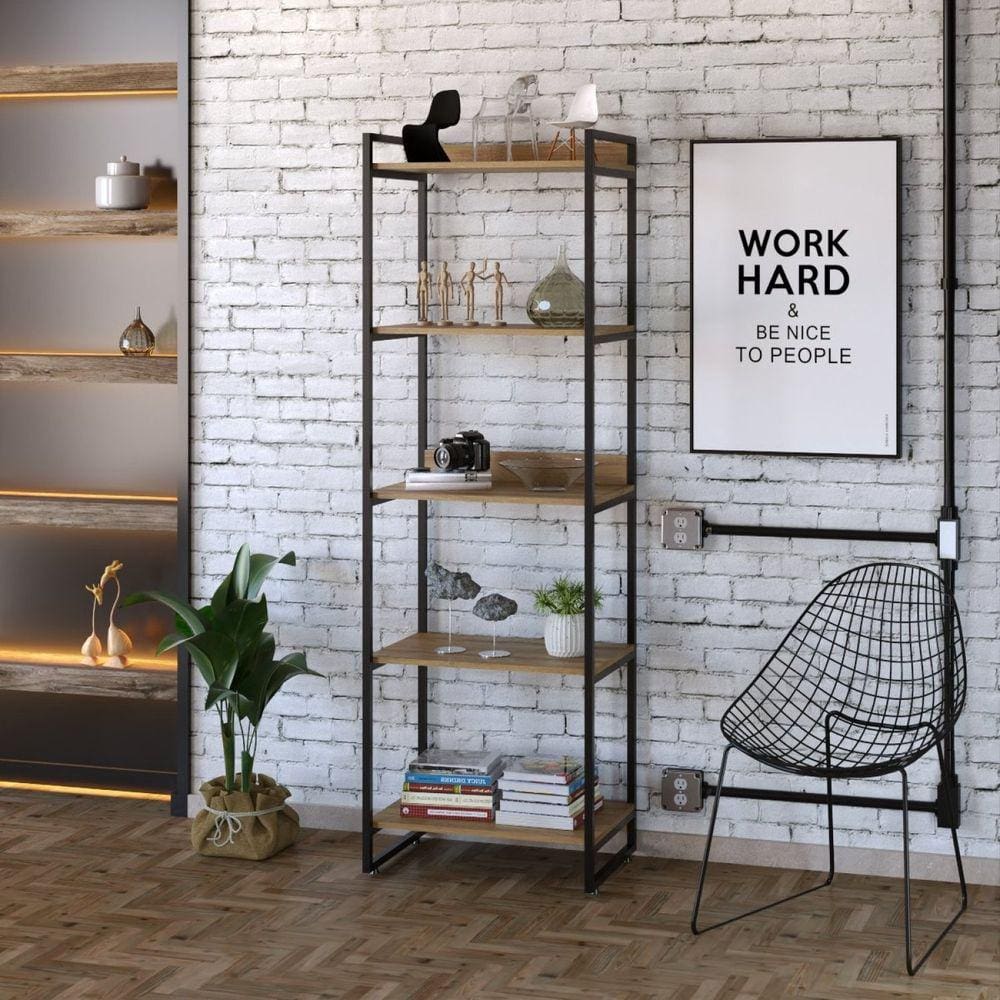 Estante Multiuso 5 Prateleiras 187x60cm Industrial Kuadra Compace Lamina Mel