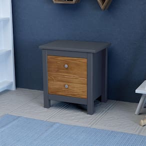 Mesa de Cabeceira 2 Gavetas Parpinelli Cinza/Cera