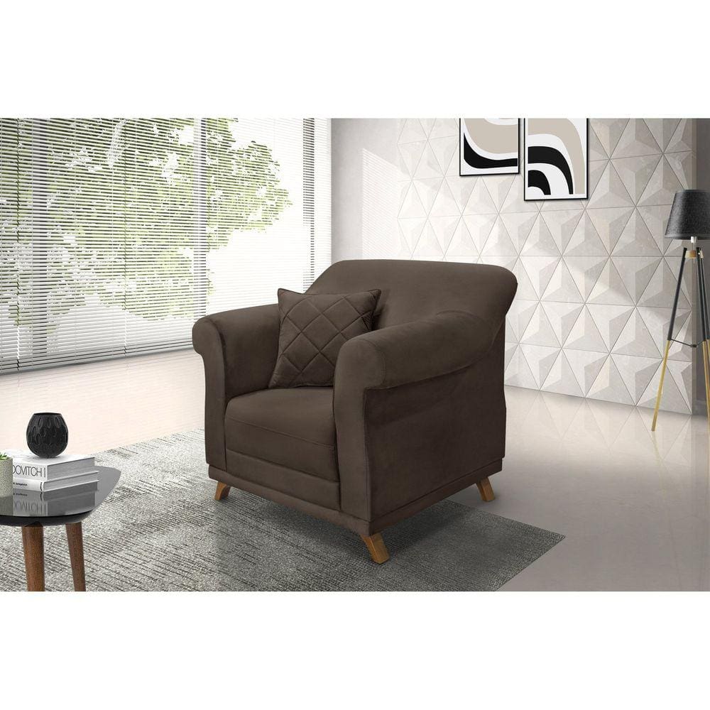 Poltrona Veludo Arras Spezzia Decor Marrom