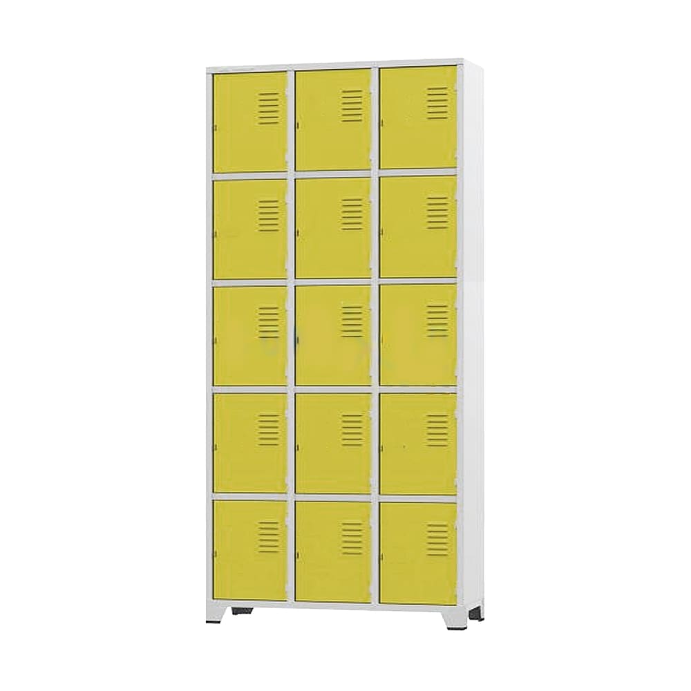 Armário Roupeiro De Aço 15 Portas Para Vestiário Academia Locker Amarelo