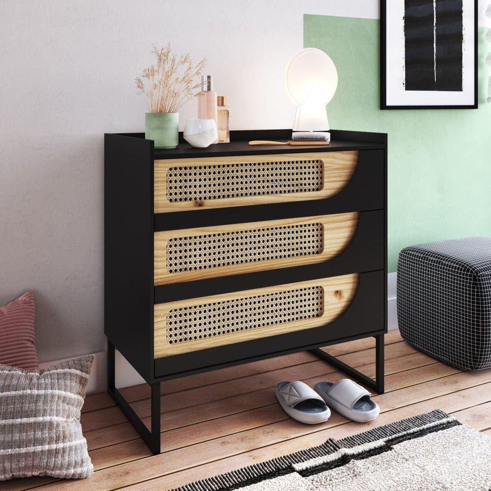 Cômoda 3 Gavetas Apolo Preto Onix