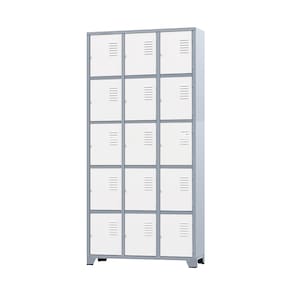 Armário Roupeiro De Aço 15 Portas Para Vestiário Academia Locker Branco