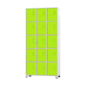 Armário Roupeiro De Aço 15 Portas Para Vestiário Academia Locker Verde