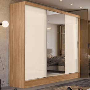 Guarda Roupa Casal 3 Portas 4 Gavetas Plata Demóbile Amendola Touch/Off White
