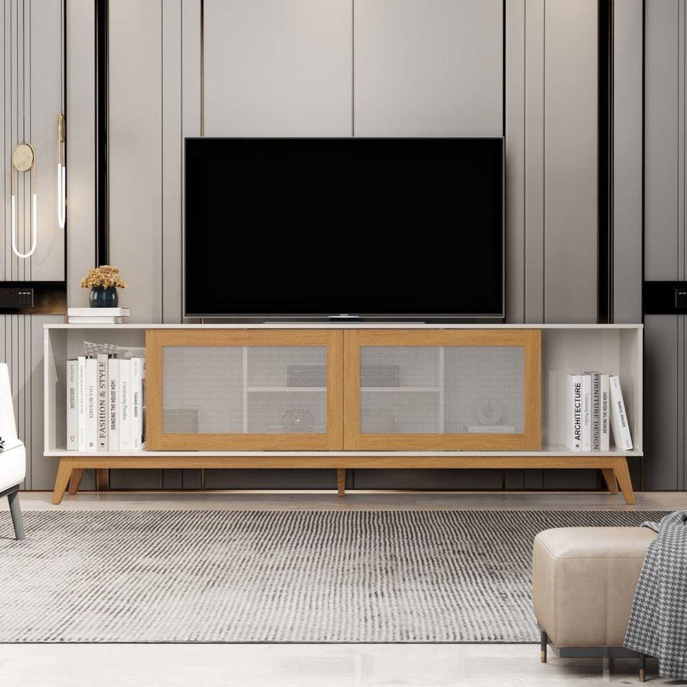 Rack para TV até 75 Polegadas 218cm Denver Yescasa Off White/Marrom