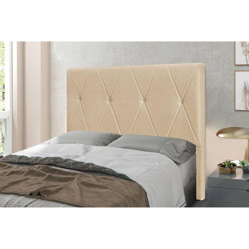 Cabeceira Solteiro 90cm Linho Rústico Aquilla Spezzia Decor Dourado