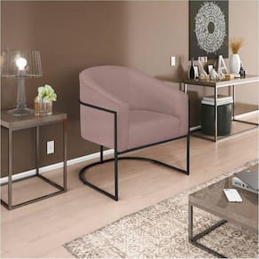 Poltrona Base de Ferro Linho Mariana Maranata Estofados Rose