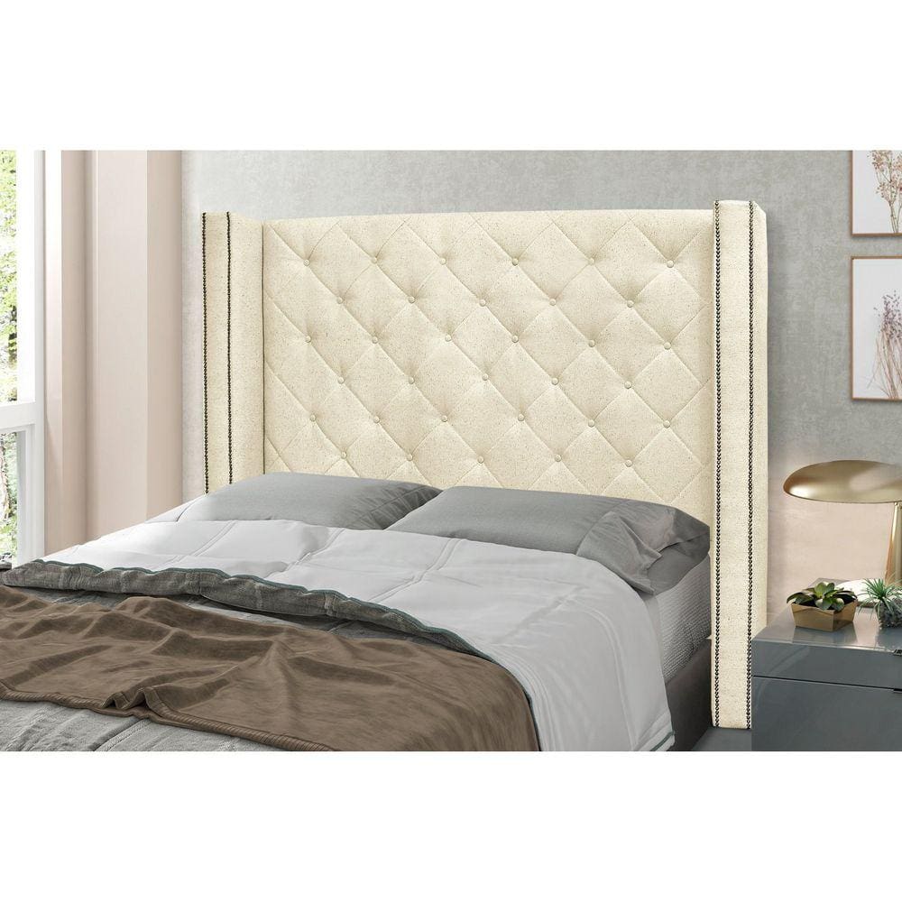 Cabeceira Solteiro 90cm Linho Rústico Vicenza Spezzia Decor Pérola