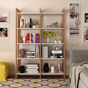 Estante Haia com 10 Prateleiras Yescasa Amêndoa/Branco