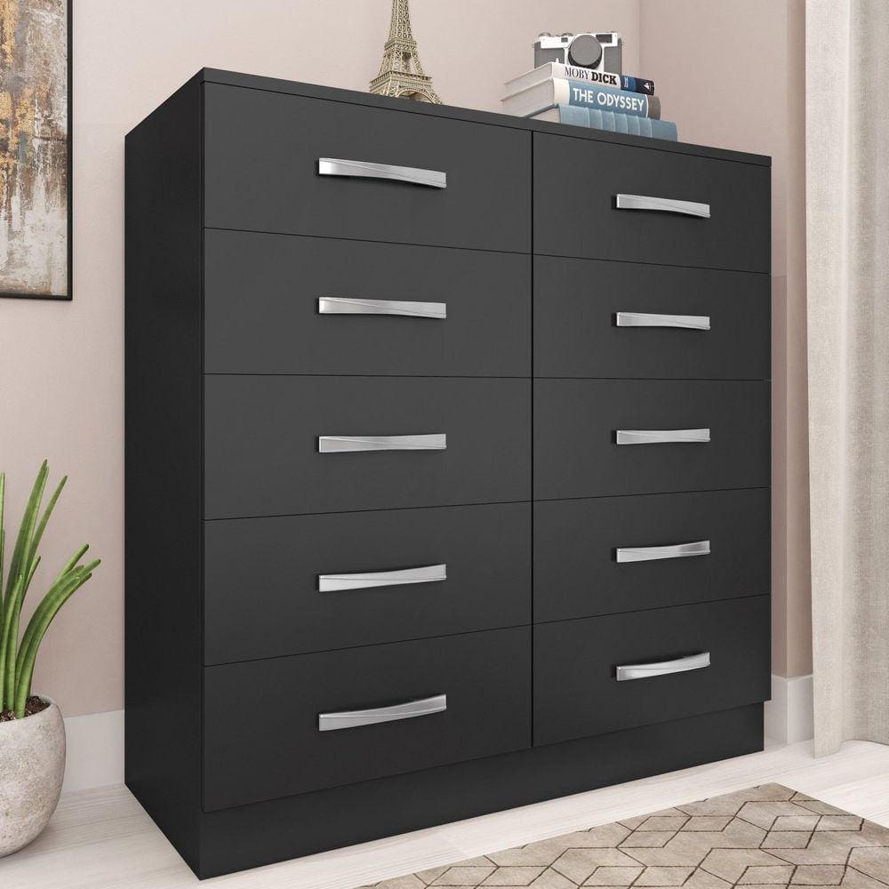 Cômoda em MDP 10 Gavetas Fellicci Preto