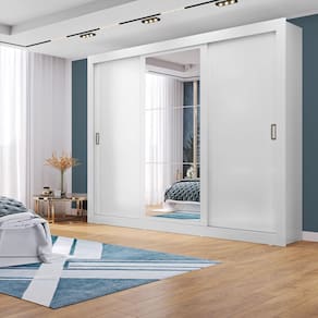 Guarda Roupa 3 Portas 4 Gavetas Com Espelho Serenity Yescasa Branco