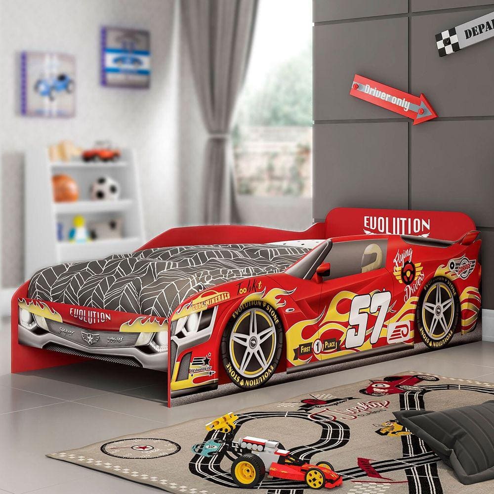 Cama Infantil Carro Evolution Car Móveis Estrela Vermelho