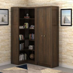 Conjunto para Escritório 2 Peças Armário de Canto com Armário 2 Portas Tecno Mobili Rústico