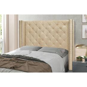 Cabeceira Queen 160cm Linho Rústico Vicenza Spezzia Decor Dourado