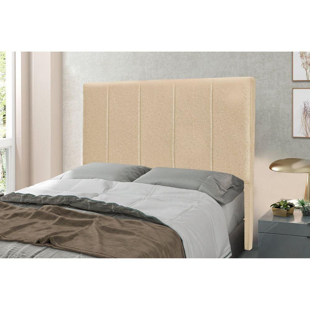 Cabeceira Casal 140cm Linho Rústico Ravenna Spezzia Decor Dourado