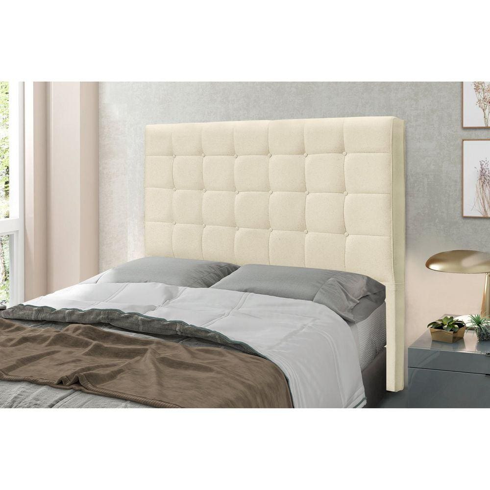 Cabeceira King 195cm Linho Rústico Verona Spezzia Decor Pérola